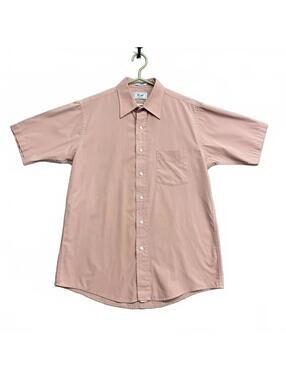VTG 80's Arrow Carriage Trade Men's Short Sleeve ButtonUp Shirt Salmon Size 15.5